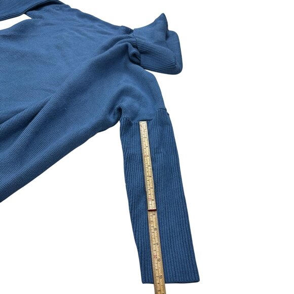 Oversized Blue Turtleneck Sweater Long Sleeve Ribbed Knit Large - Picture 10 of 10